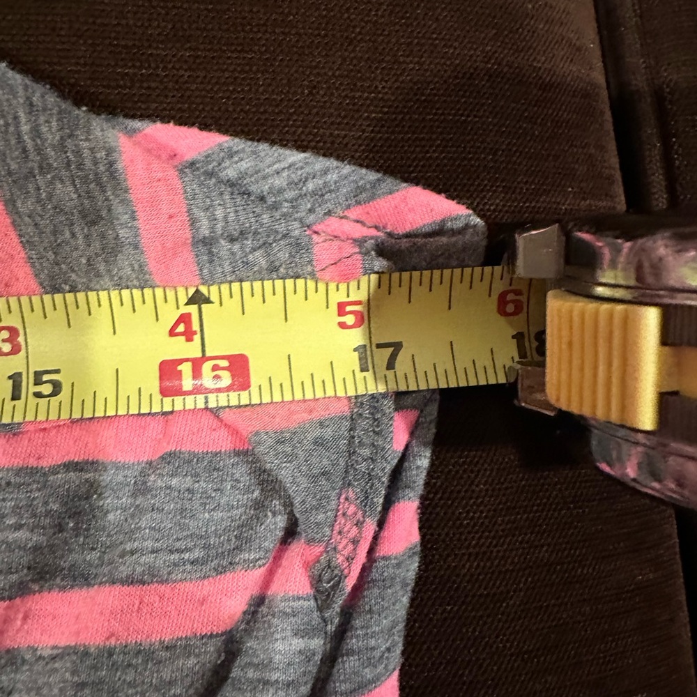 MOSSIMO Gray & Pink Striped Adjustable Straps Elastic Waist T Shirt Dress Sz L - Picture 11 of 13